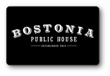 Bostonia Public House logo in white over a solid black background.